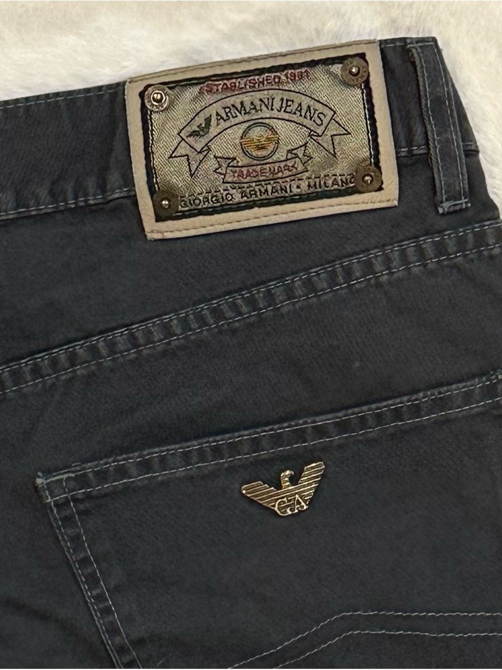 VTG 90s Armani Jeans SIMIN Gray Dark Wash Straight Jeans Button Fly IT40 US 36